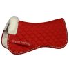 versatile-Saddlepad-half-neoprene-extra-padding-best-equestrian-horse-equipment "High-quality cotton half saddle pad with faux fur leather, designed for comfort and durability, available for wholesale"