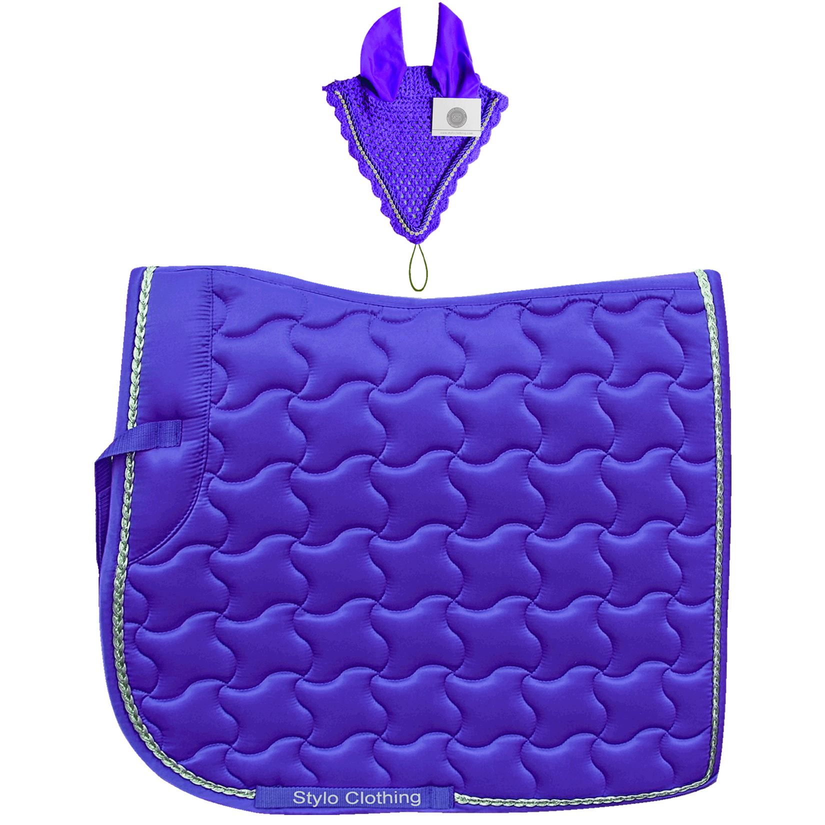 Durable Dressage Matching Set, Custom Made with Dressage Saddle Pad and Tie-Down Ear Bonnets for Equestrians