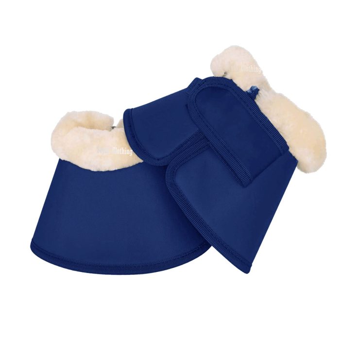 Wholesale Faux fur bell boots with durable PU material, designed for equestrian use, available in various sizes.