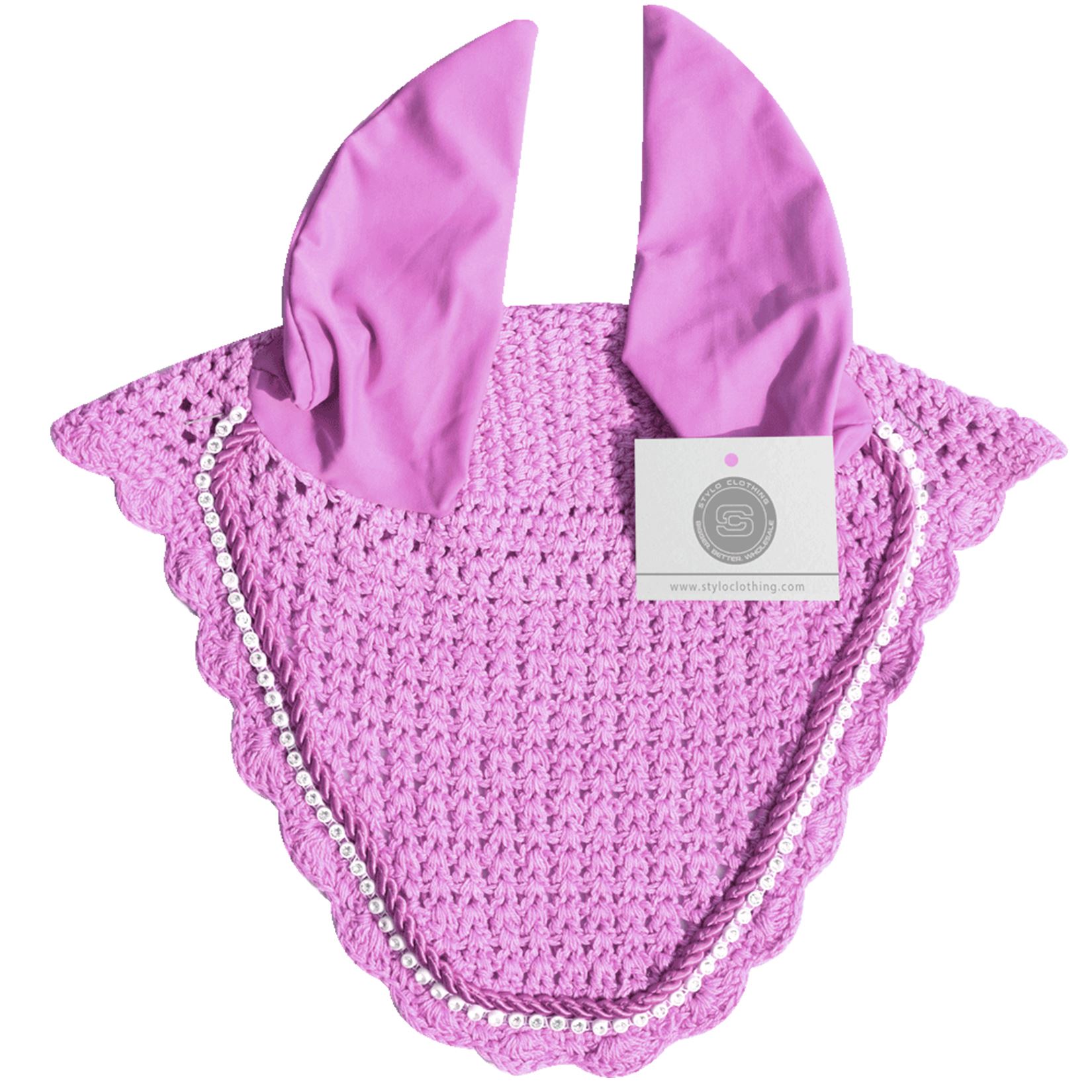 Charming Lavender Horse Ear Covers | 100+ Rhinestone Options Lavender horse ear covers featuring rhinestones for a whimsical touch