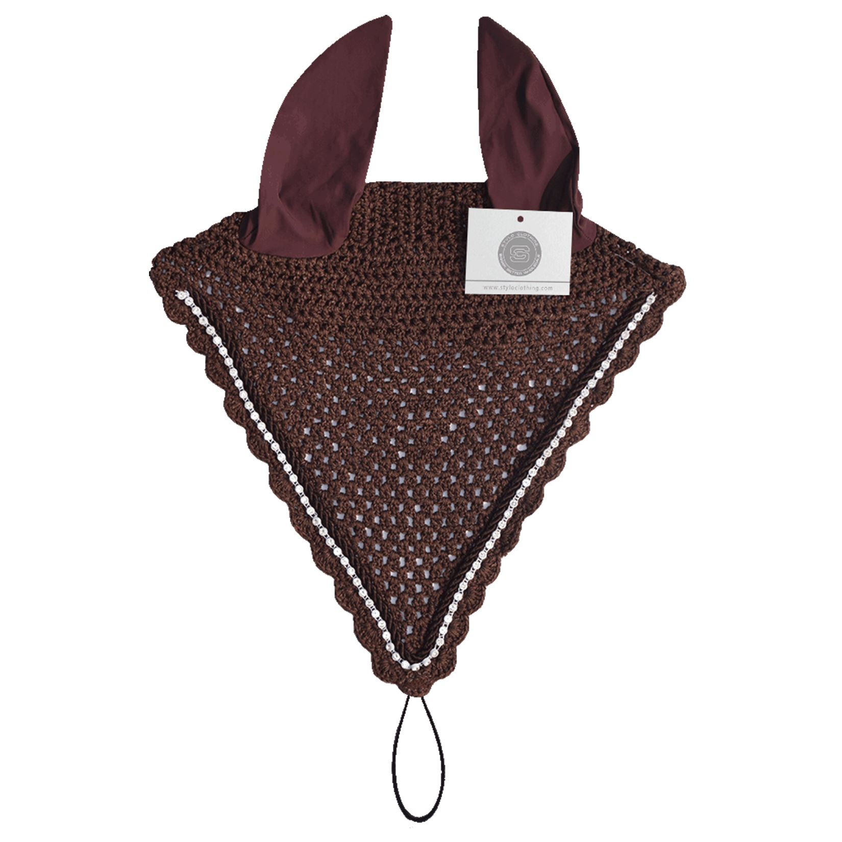 Premium Raisin Tie Down Ear Bonnet with Rhinestone | 20+ Colors Raisin tie down ear bonnet featuring rhinestones for added elegance