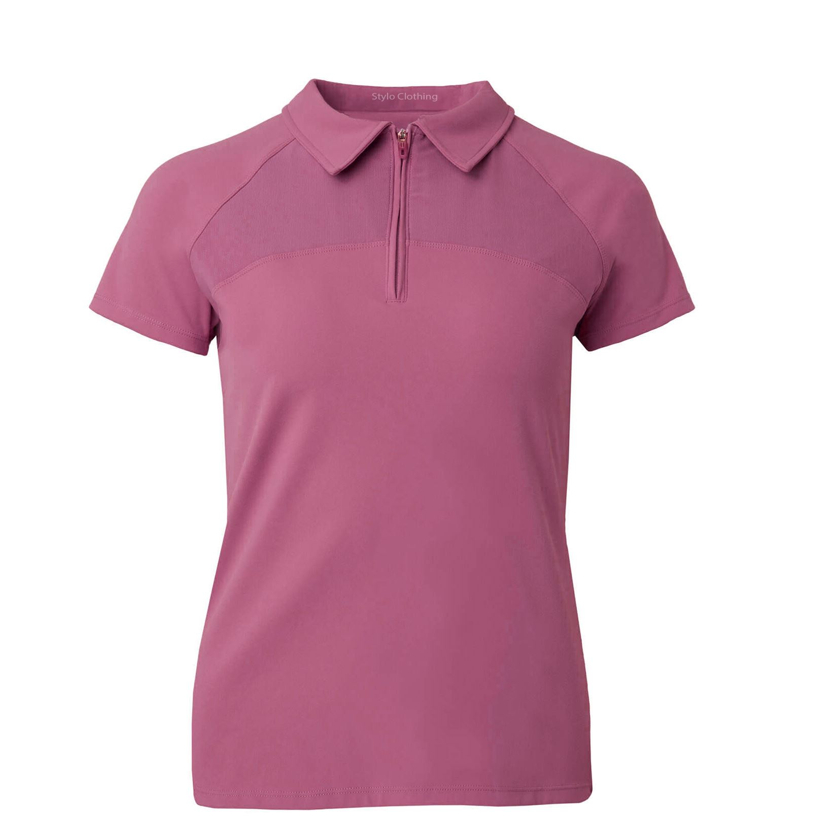 Wholesale women t-shirt with half zipper for training featuring UV protection from Stylo Clothing