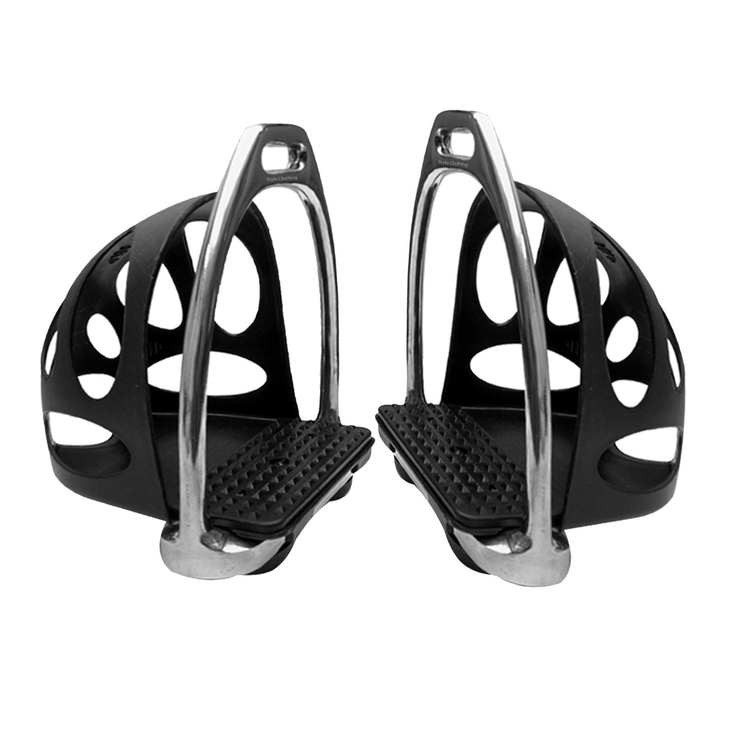 Stable-Polished-iron-stirrups-with-toe-cage-stylish-equestrian-gear