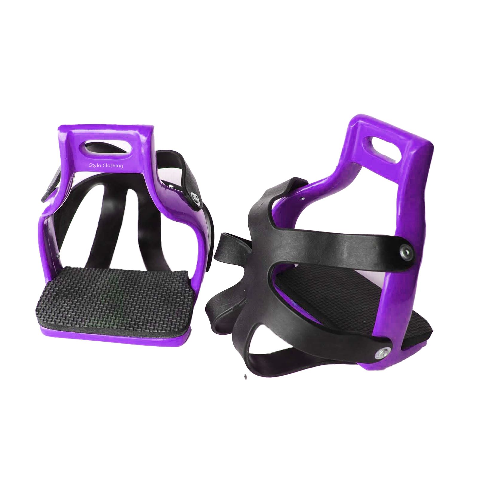 Wholesale aluminum endurance stirrups with wide rubber cage for added safety, customizable options available