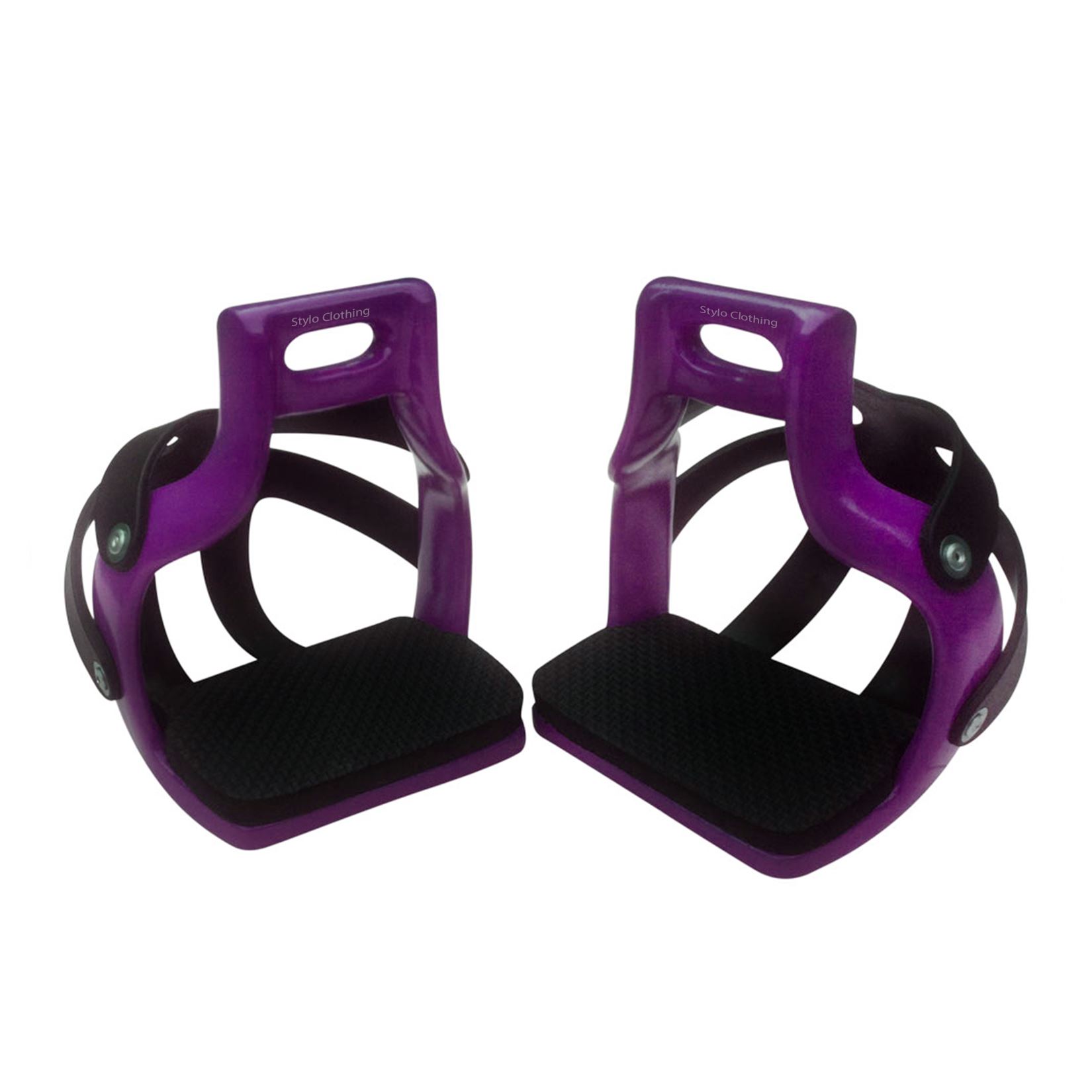 Wide endurance safety cage stirrups, aluminum design for stable rides, custom made for equestrians