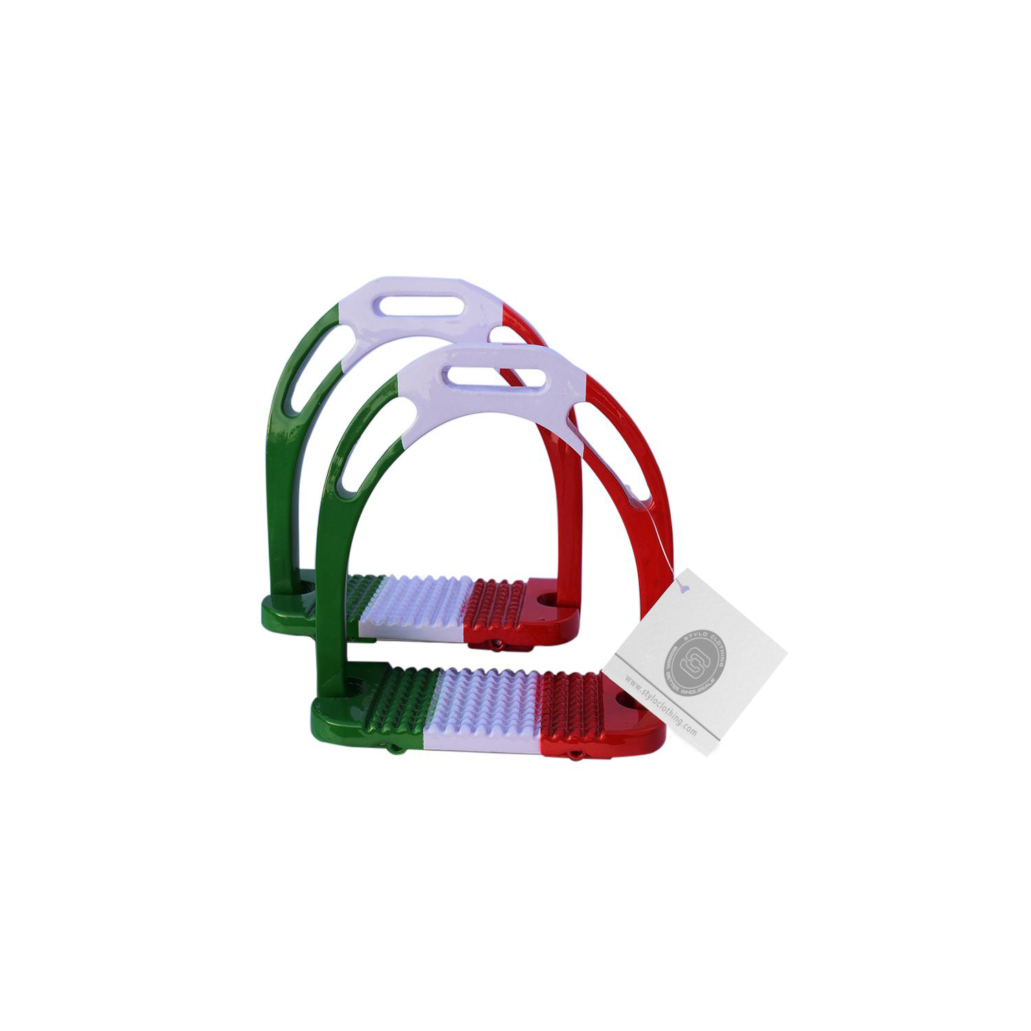 Lightweight-aluminum-country-flag-jin-stirrups-with-an-extensive Equestrian gear with Country Flag Jin Stirrups for a patriotic touch and premium performance
