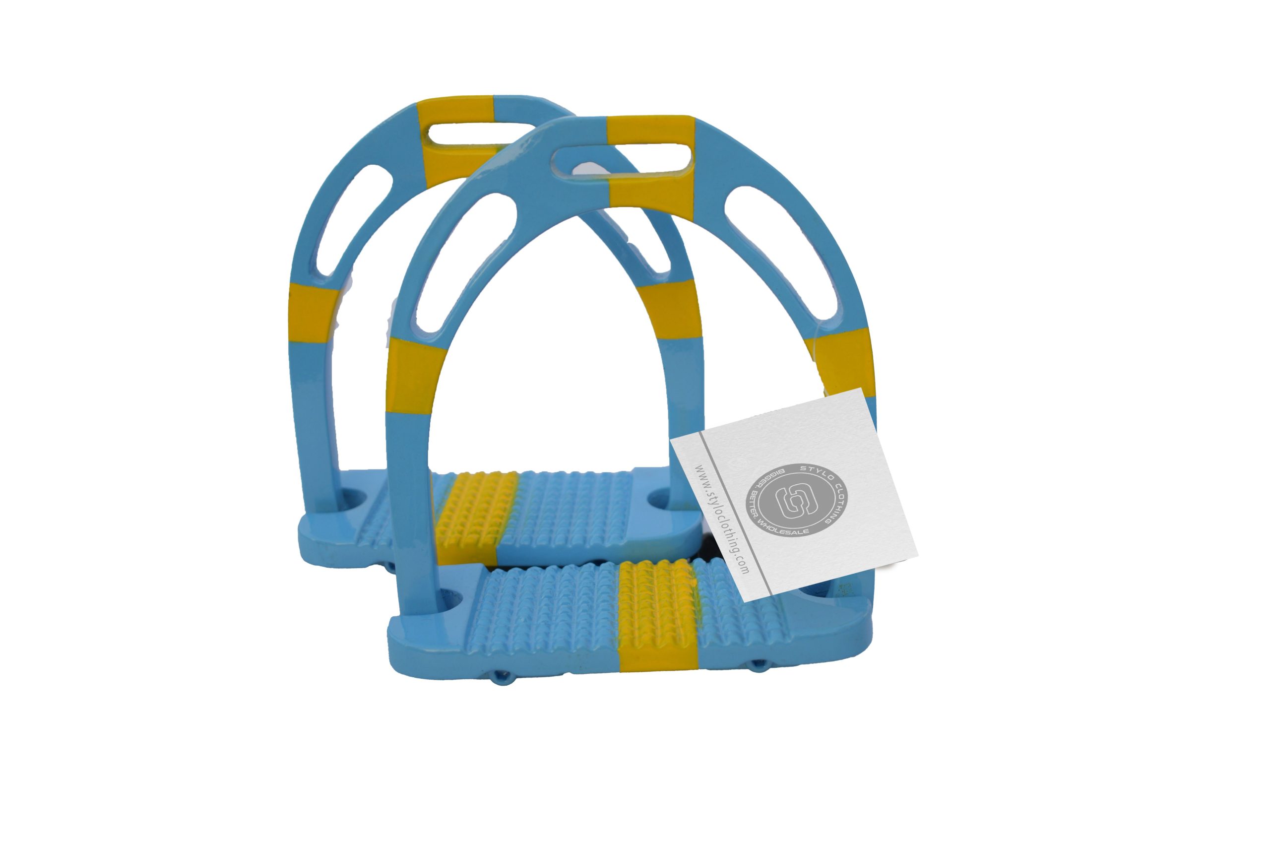 Lightweight-aluminum-country-flag-jin-stirrups-with-an-extensive Pair of Country Flag Jin Stirrups highlighting unique country flag accents