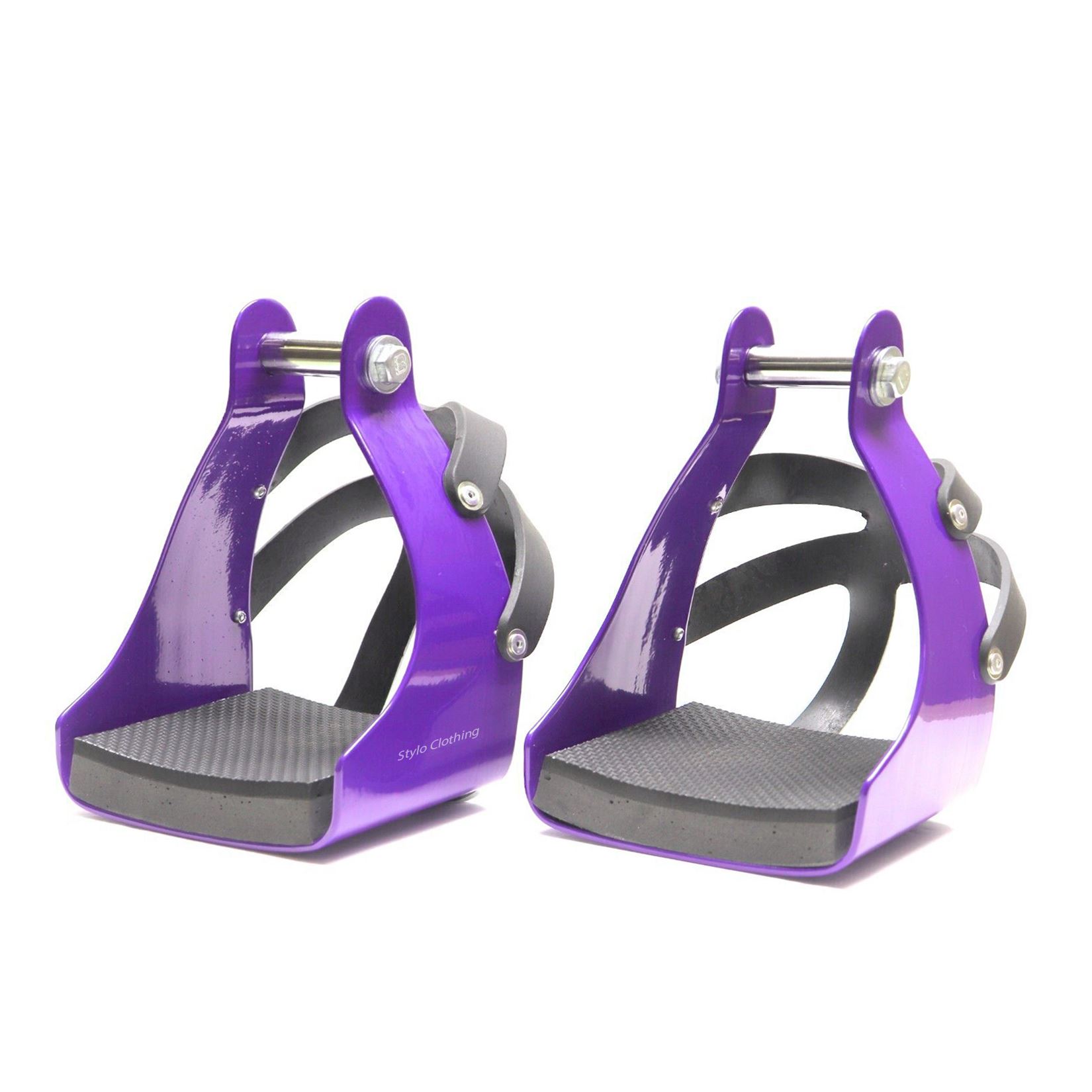 Customizable long-lasting aluminum endurance stirrups, color-coated with leather guard for secure rides