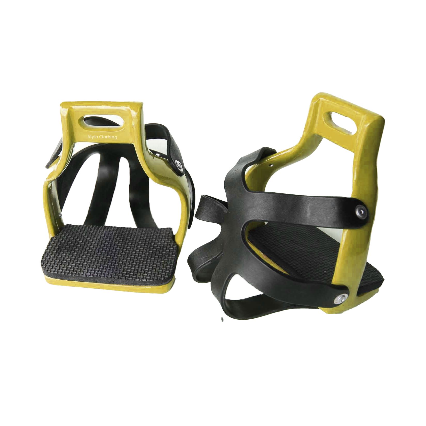 Custom designed aluminum endurance stirrups with safety rubber cage, available for wholesale orders