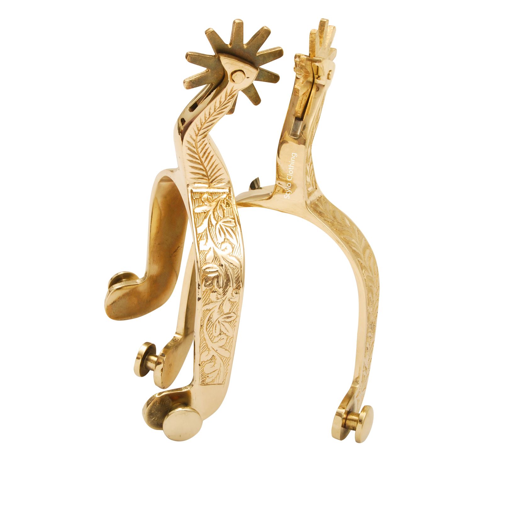 classical-flower-designed-solid-brass-spur-with-rotating-brass-rowel